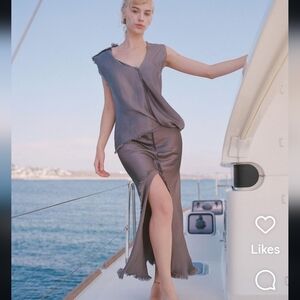 Jaga Satin Two-Piece Top & Skirt Set BLACK Sheen Satin Stunning Jaga Buya Design